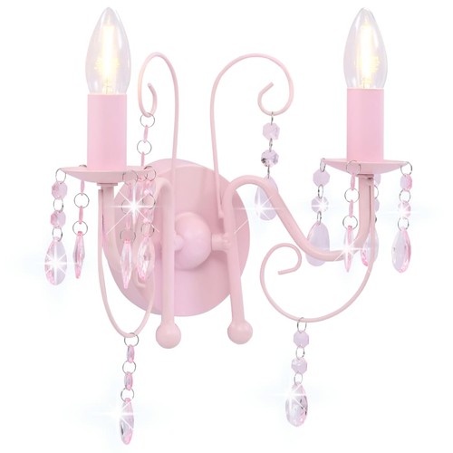 Lampada muro con perle rosa - lampada,